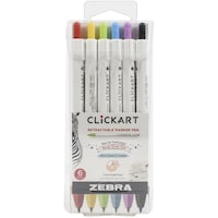 Picture of Zebra Click Art Bullet Point Marker Pens, Assorted, 0.6mm, Pack of 6