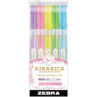 Zebra Kirarich Chisel Tip Glitter Highlighter Set, Assorted, Pack of 5