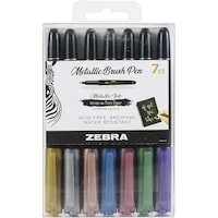 Zebra Pen Metallic Brush Pen Shimmering Color, 7Packs