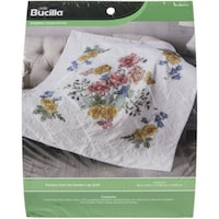 Picture of Bucilla Stamped Cross Stitch Lap Quilt, Wild Roses, Wall Hanging - 45x45"