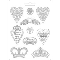 Picture of Stamperia Intl Soft Maxi Mould, Heart & Crowns, Princess, 8.5x11.5inch
