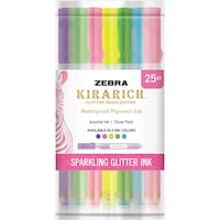 Zebra Kirarich Chisel Tip Glitter Highlighters, Assorted, Pack of 25