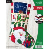 Picture of Bucilla Felt Stocking Applique Kit - Long Watching For Santa