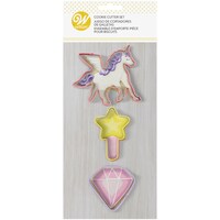 Picture of Wilton Cookie Cutter, Unicorn, Wand, Diamond - Pack of 3
