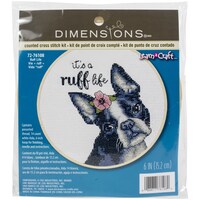 Picture of Dimensions Counted Cross Stitch Kit - Round,Ruff Life, 6inch