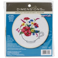 Picture of Dimensions Teacup Bouquet Embroidery Kit with Hoop, 6 In