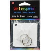 Picture of Artesprix LLC Iron-On-Ink Metal Key Chain, White, Pack of 2