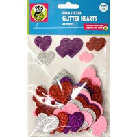 Picture of Craft for Kids Glitter Foam Stickers, Hearts, 48Packs