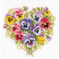 Picture of Vervaco Counted Cross Stitch Kit - Pansies in Heart Shape
