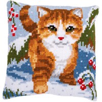Picture of Vervaco Counted Cross Stitch Cushion Kit - Cat in the Snow
