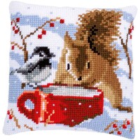 Picture of Vervaco Counted Cross Stitch Cushion Kit - Squirrel and Tit