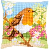 Picture of Vervaco Counted Cross Stitch Cushion Kit - Robin in the Garden