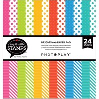 Picture of Photo Play Paper Say It with Stamps, Brights Dots/Stripes, 6x6 Pad