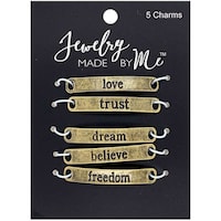 Jewelry Made By Me Charms - Inspirational, Antique Gold, Pack of 5