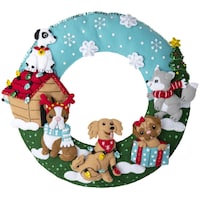Picture of Bucilla Felt Wreath Applique Kit, Christmas Dogs