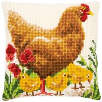 Picture of Vervaco Counted Cross Stitch Cushion Kit - Chicken with Chicks