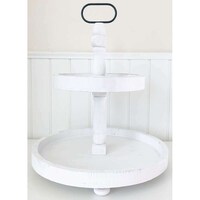 Picture of Foundations Decor White Finish Distressed 4 Tiered Tray