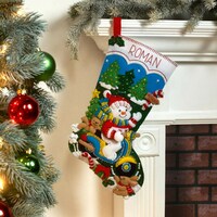 Picture of Bucilla Snowman On A Scooter Felt Applique Stocking Kit
