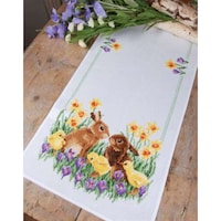 Picture of Vervaco Stamped Table Runner Embroidery Kit - Rabbits, 16x40inch