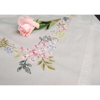 Picture of Vervaco Stamped Tablecloth Embroidery Kit - Flowers & Leave, 32x32inch