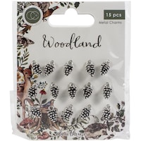 Picture of Craft Consortium Woodland Metal Charms, Pack of 15,Silver Pine Comb