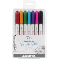 Zebra Funwari Single Ended Brush Pen, Assorted, Pack of 7