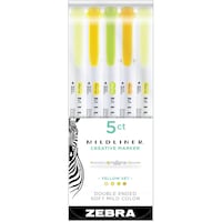 Picture of Zebra Mildliner Double Ended Creative Marker, Assorted Yellows, Pack of 5