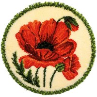 Picture of Vervaco Shaped Rug Latch Hook Kit, Round Poppy, 22inch