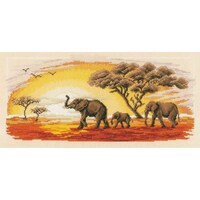 Picture of Vervaco Counted Cross Stitch Kit - Elephants on Aida