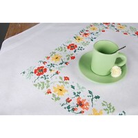 Picture of Vervaco Stamped Tablecloth Embroidery Kit - Fresh Flowers, 32x32inch
