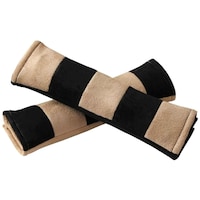 Kozdiko Seat Belt Cushion Pillow for Cars, Beige & Black, 2Pcs
