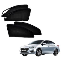 Picture of Kozdiko Zipper Magnetic Car Sunshades Curtain for Hyundai Verna Nextgen, Black, Set of 4