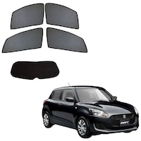 Picture of Kozdiko Car Half Magnetic Curtain with Dicky for Maruti Suzuki Swift, Polyester, Black, Set of 5