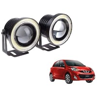 Kozdiko LED Projector Fog Light COB with Angel Eye Ring for Nissan Micra Active, 15 W, White, 2 Pcs