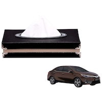 Kozdiko Car Leatherite Tissue Paper Dispenser Box for Toyota Corolla Altis, 200 Sheets, Black