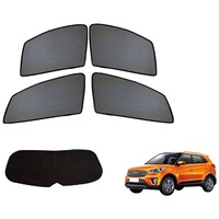 Picture of Kozdiko Car Half Magnetic Curtain with Dicky for Hyundai Creta, Polyester, Black, Set of 5