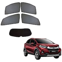 Picture of Kozdiko Car Half Magnetic Sunshades Curtain with Dicky for Honda Wrv, Black, Pack of 5