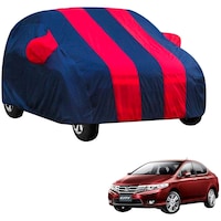 Kozdiko Waterproof Body Cover with Mirror Pocket for Honda City Ivtec, Blue & Red