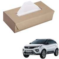 Kozdiko Car Tissue Box Holder with 200 Sheets for Tata Nexon 2021, Small, Beige