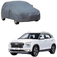 Kozdiko Car Body Cover with Mirror Pocket for Hyundai Creta, Small, Grey