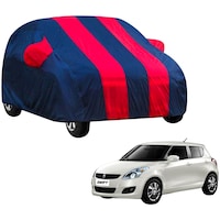 Kozdiko Waterproof Body Cover with Mirror Pocket for Maruti Suzuki Old Swift, Blue & Red