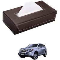 Kozdiko Car Tissue Box Holder with 200 Sheets for Mahindra KUV 100, Small, Brown
