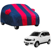 Kozdiko Waterproof Body Cover with Mirror Pocket for Mahindra Quanto, Blue & Red