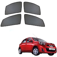 Picture of Kozdiko Car Half Magnetic Sunshades Curtain for Nissan Micra Active, Black, Set of 4