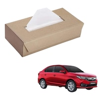 Kozdiko Car Tissue Box Holder with 200 Sheets for Honda Amaze New 2018, Small, Beige