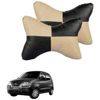 Kozdiko Car Rest Pillow for Hyundai Santro Xing, KZDO785085, Black and Beige, Set of 2
