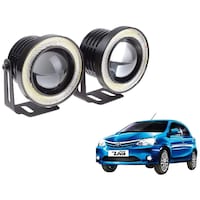 Picture of Kozdiko Led Projector Fog Light Cob with Angel Eye Ring for Toyota Etios Liva, 15W, Set of 2