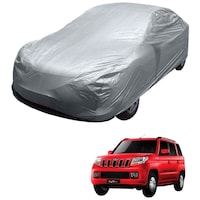 Picture of Kozdiko Car Body Cover with Buckle Belt for Mahindra TUV-300, KZDO394497, Large, Silver