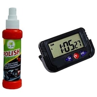 Kozdiko Car Dashboard Clock and Polish Spray Set, KZDO392779, 100ml
