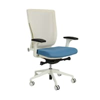 Picture of Exotic Chairs Adjustable Medium Back Executive Chair Trium, White & Blue
